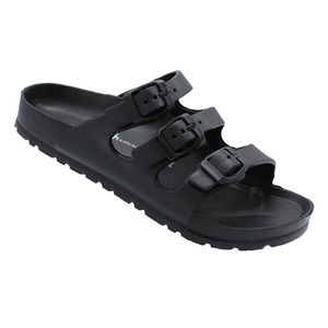 Rubber black 3 strap sandal